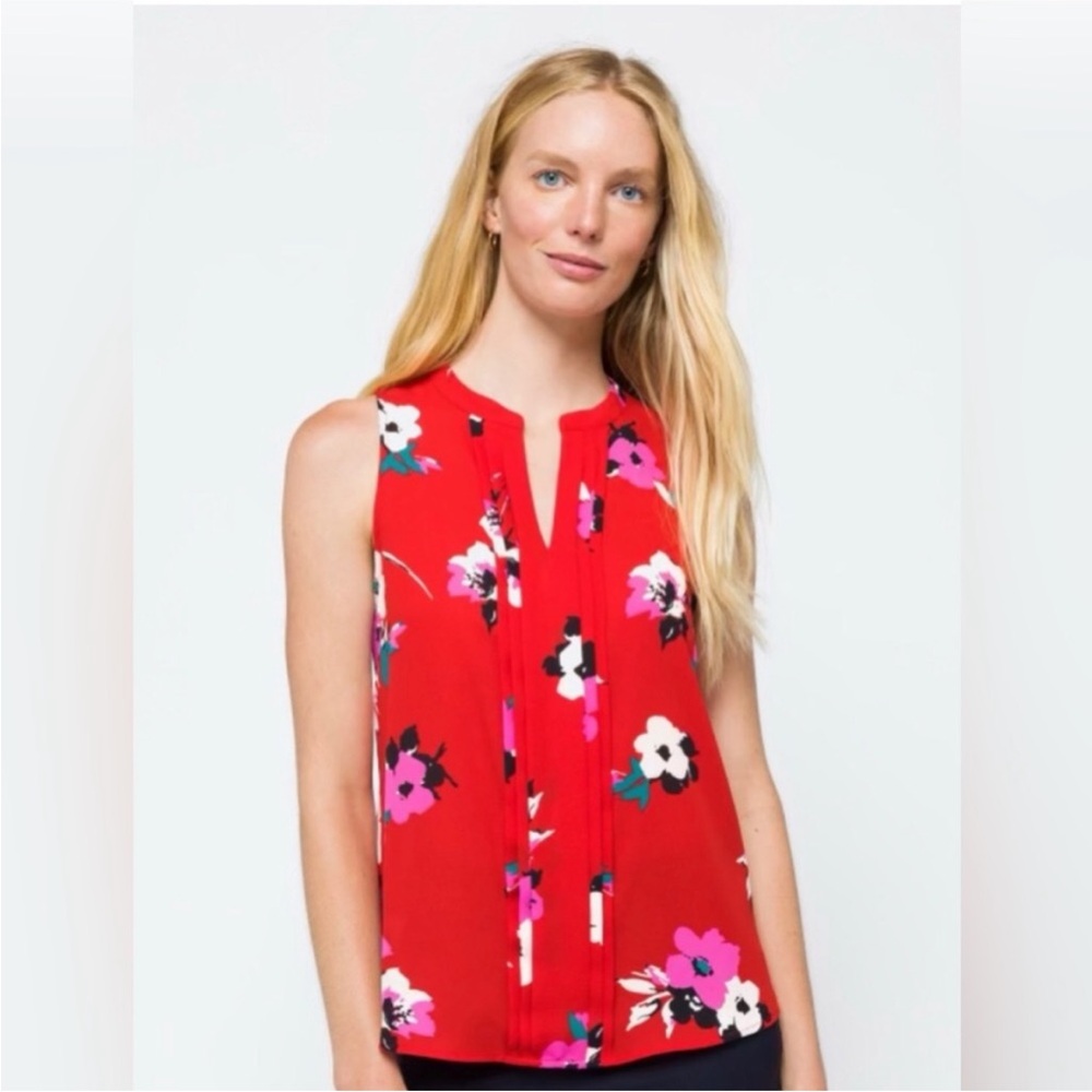 41 Hawthorn Red Floral Sleeveless Blouse